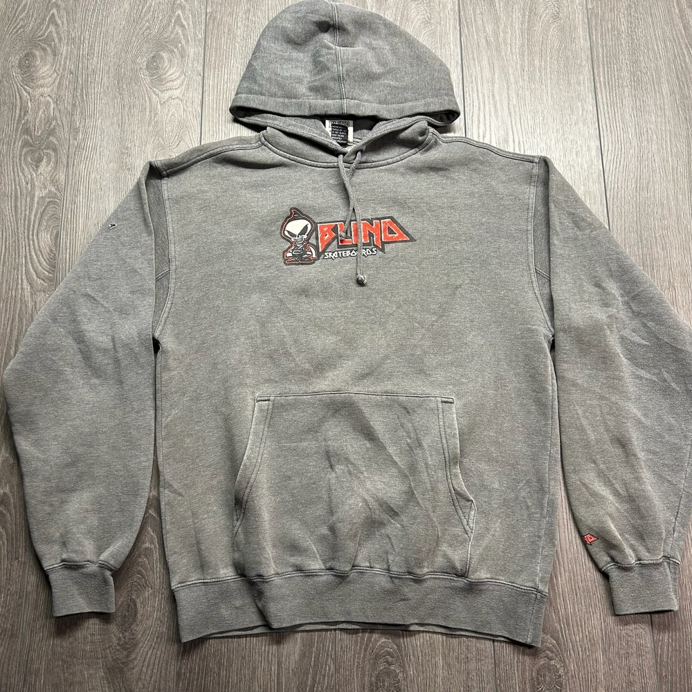 Vintage Blind Skateboards Reaper Hoodie Medium Grey Embroidered Logo Mens